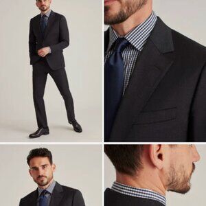 Bonobos Men's Jetsetter Wool Charcoal Suit 38L Jacket 31W Pants Slim Fit